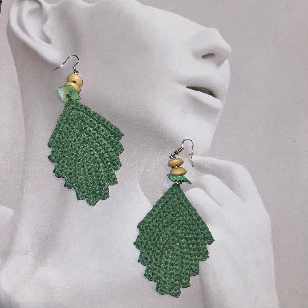 HandCrafted Green leaf  Earrings